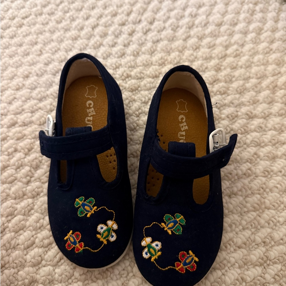 Navy Blue Embroidered Kids Shoes BRAND NEW